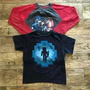 Lot of 2 boy t-shirts: minecraft and captain america